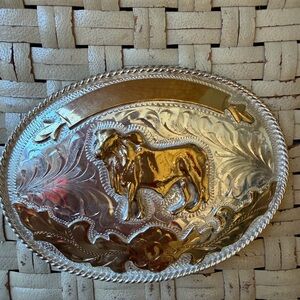 Alpaca Silver with Hold Bull Belt Buckle